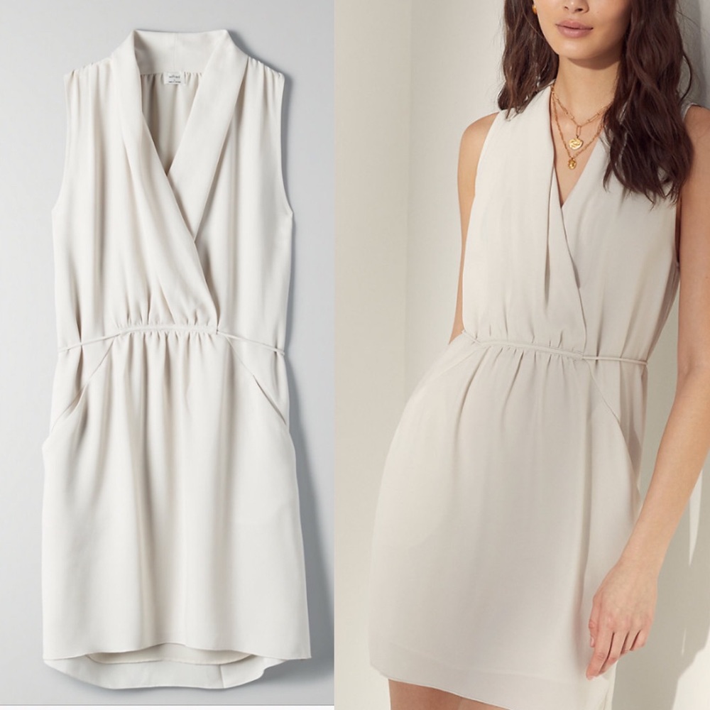 ARITZIA Sabine Wrap Dress Matte Pearl XXS